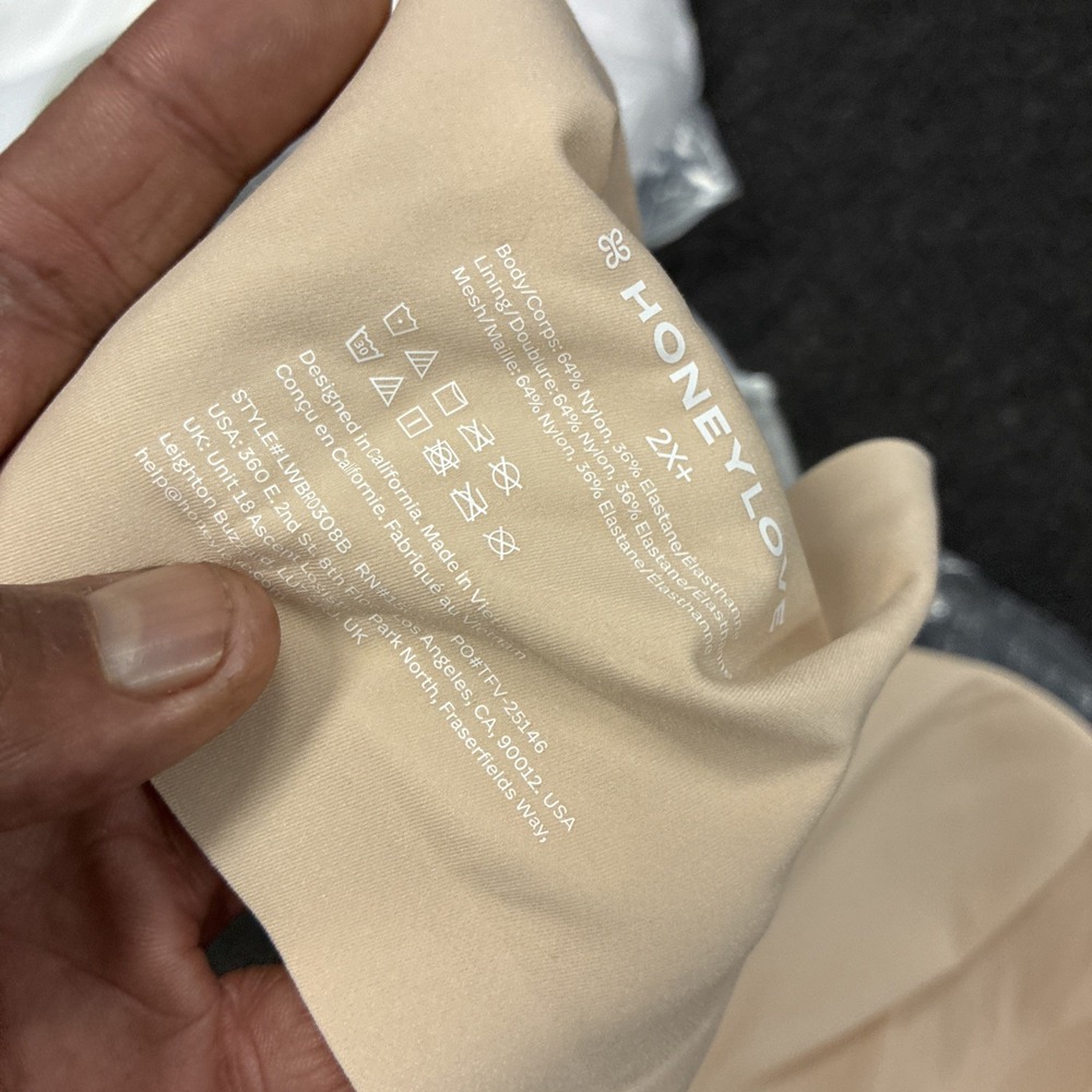 Honeylove Silhouette Bra Sand White Lace Mesh Wire-Free SZ 2X+ NEW NWT - Picture 8 of 11